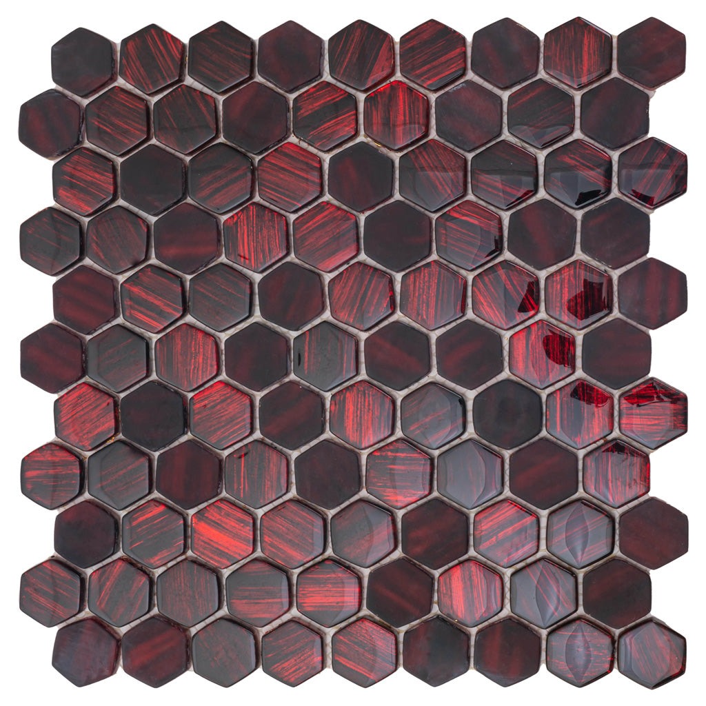 Berry Red 11 x 11 Glossy, Matte Glass Mosaic Tile