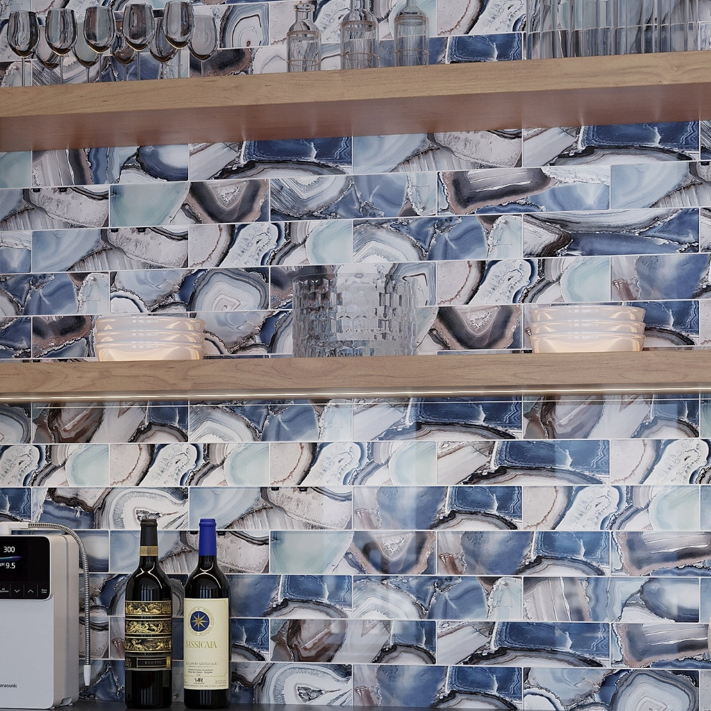 Sea Blue 3 x 12 Glossy Glass Subway Tile