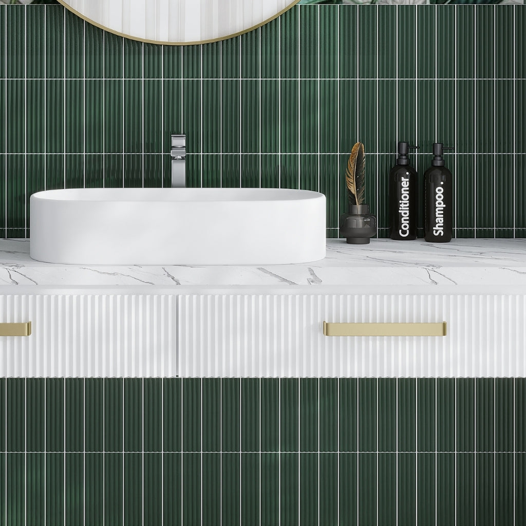 Green 2 x 8 Glossy Ceramic Subway Deco Tile
