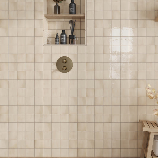 Beige 4 x 4 Glossy Ceramic Tile