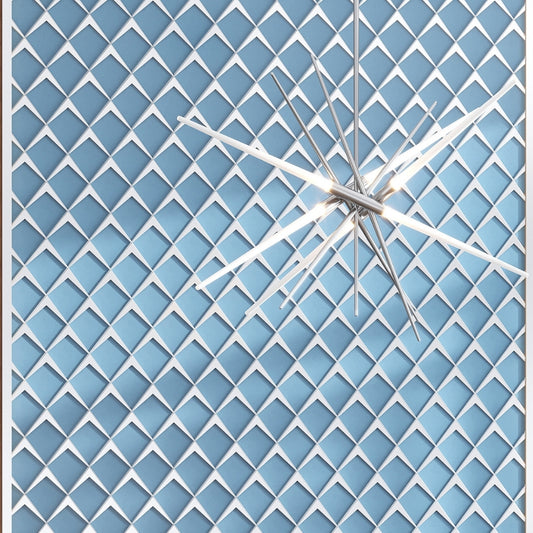 Blue Metallic Silver 12x9 Matte Glass Mosaic Tile