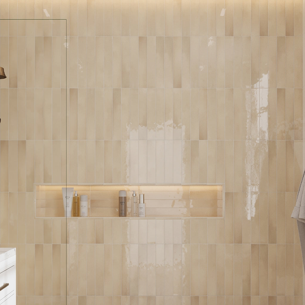 Beige 2.6 x 16 Glossy Ceramic Subway Tile