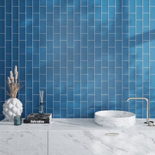 Cerulean Blue 3 x 6 Matte Glass Subway Tile