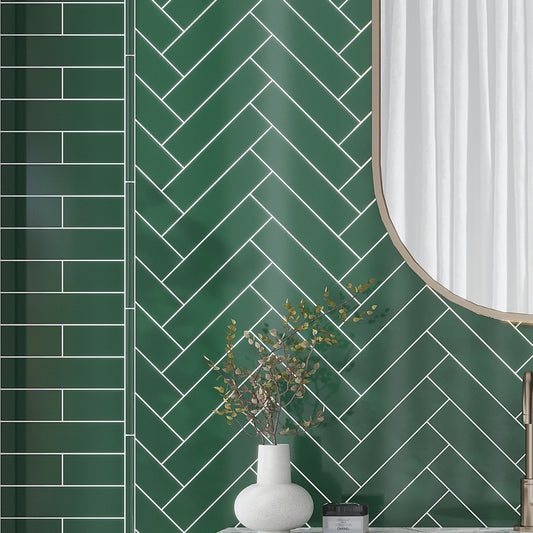 Green 2 x 8 Glossy Ceramic Subway Tile