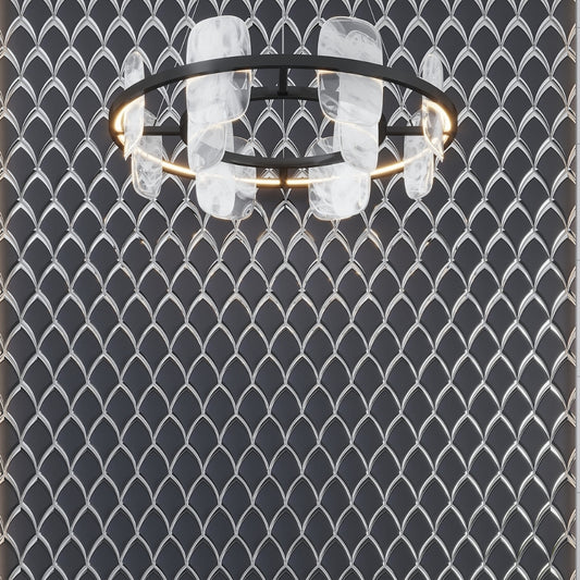 Gray 10x12 Glossy Glass Arabesque, Fan Mosaic Tile