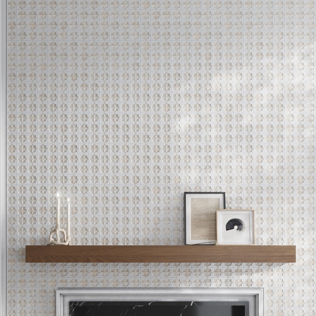 Ice White and Beige 12 x 22 Matte and Glossy Porcelain Large Tile