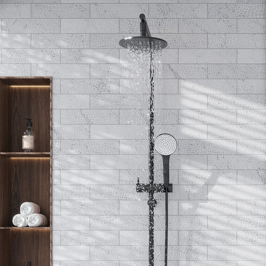White 3x12 Textured Bianco Carrara Brick Tile