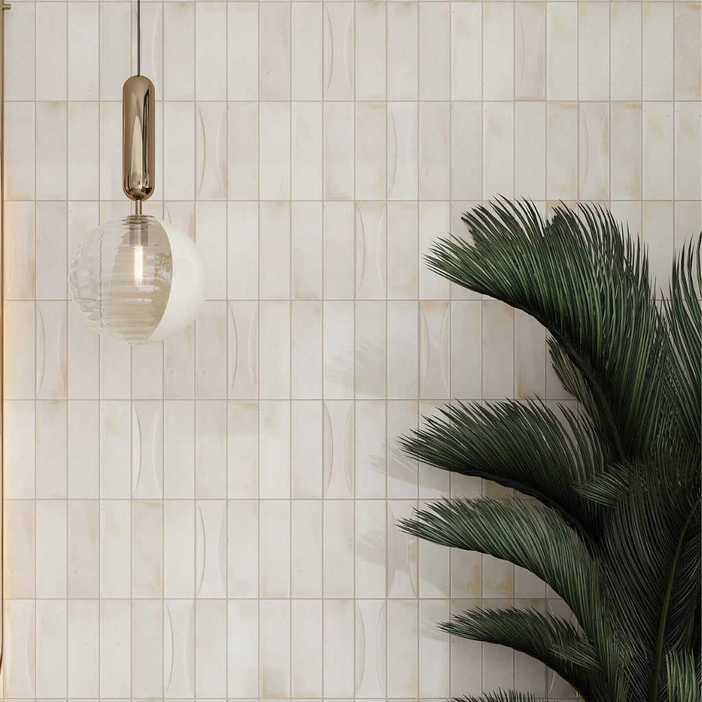 White 2.5 x 8 Glossy Ceramic Subway Deco Tile