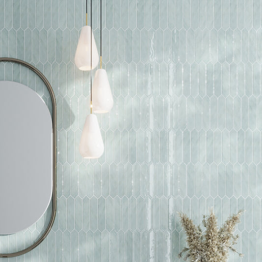 Pistachio Green 2 x 10 Glossy Ceramic Picket Tile