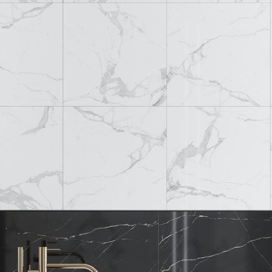 Statuary White 24 x 24 Polished Porcelain Large Tile
