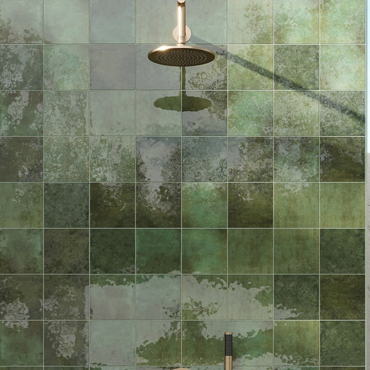 Moss Green 6x6 Glossy Porcelain Zellige Square Tile