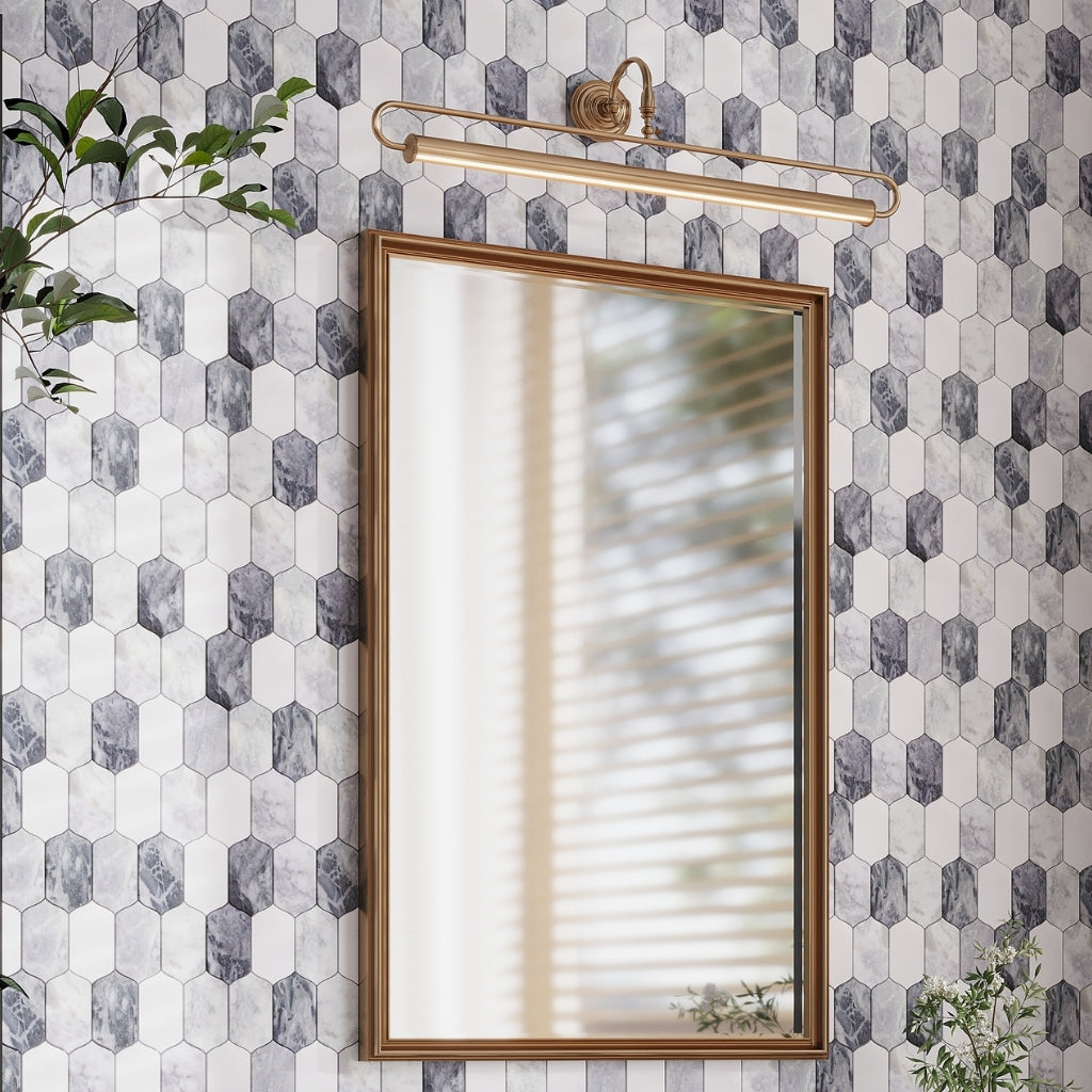 Calacatta Bluette, Thassos White 13x12 Polished Picket Lantern Mosaic Tile