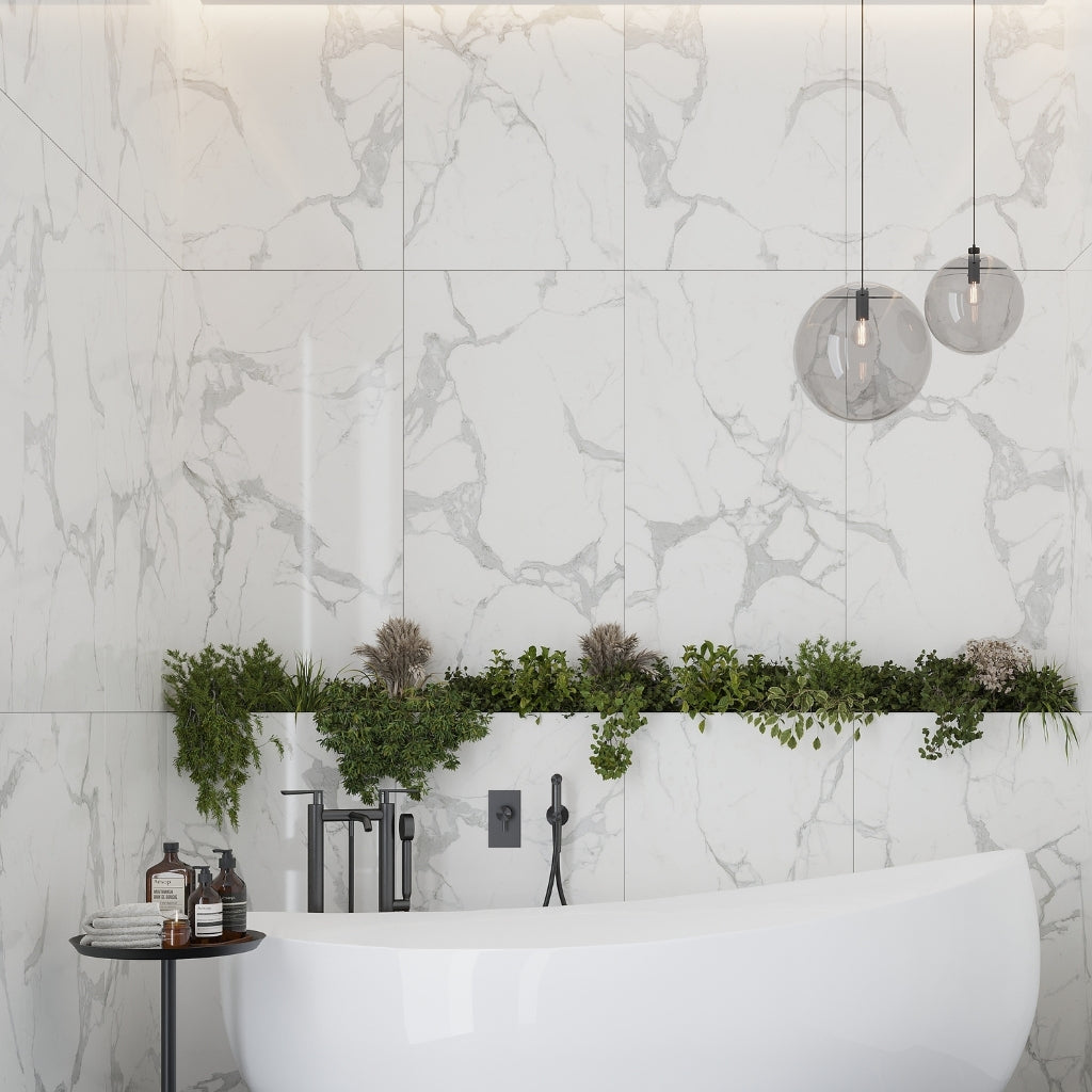 Statuary White 24 x 48 Polished Porcelain Large Tile