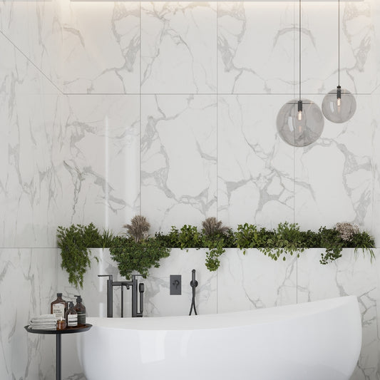 Statuary White 24 x 48 Polished Porcelain Large Tile