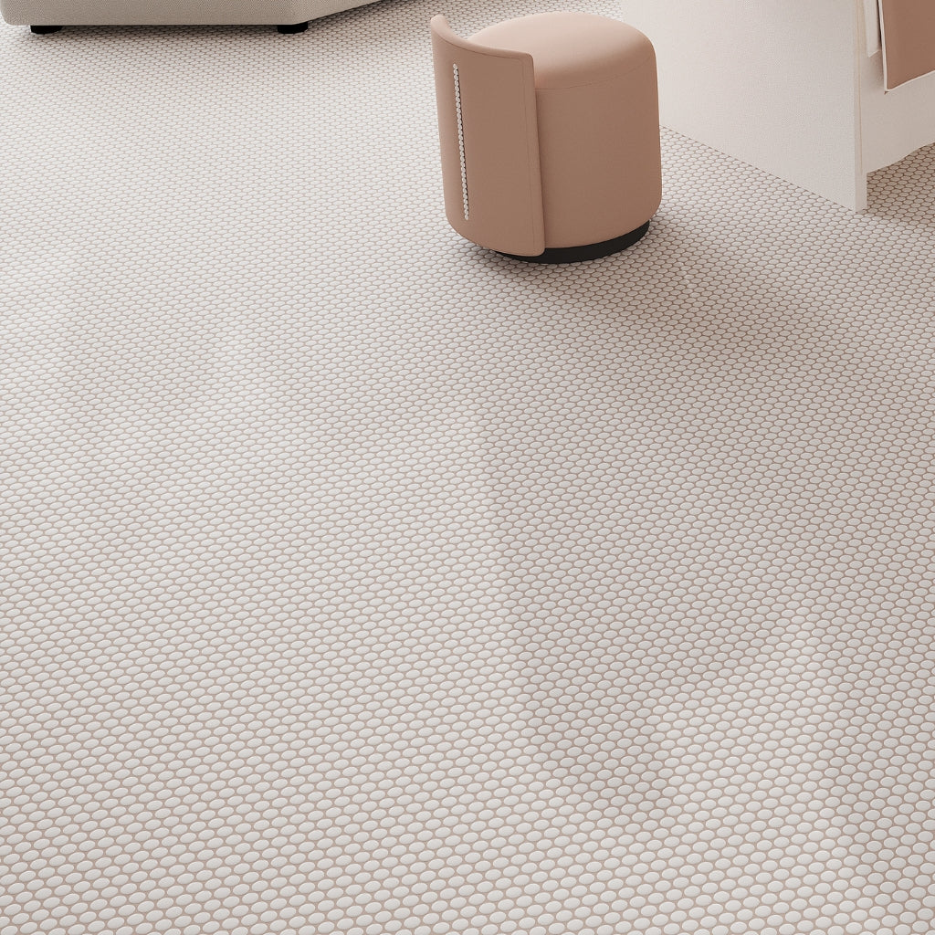 Cotton White 12 x 12 Glossy Porcelain Mosaic Tile