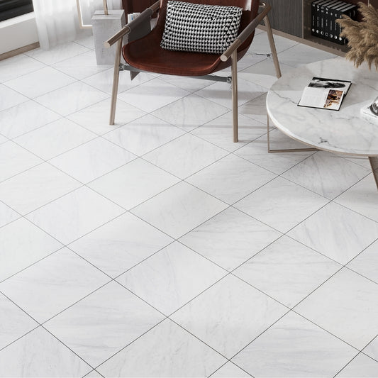 White 12x12 Matte Porcelain Marble-look Vein Tile