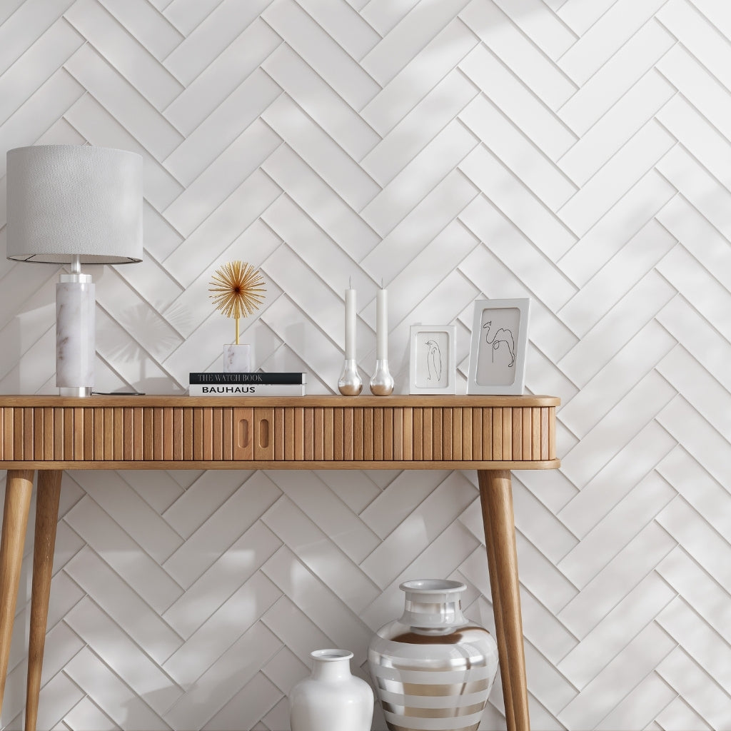 White 3 x 12 Matte Glass Subway Tile