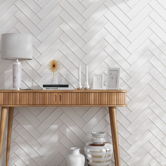White 3 x 12 Matte Glass Subway Tile