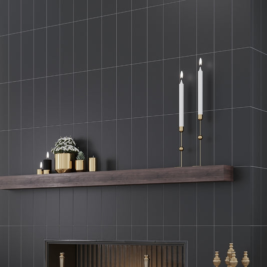Black 4 x 12 Polished Ceramic Subway Tile