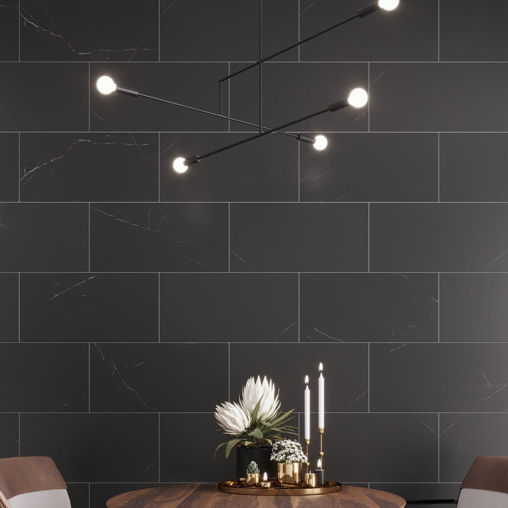 Eastern Black 12 x 24 Honed Marble Large Tile