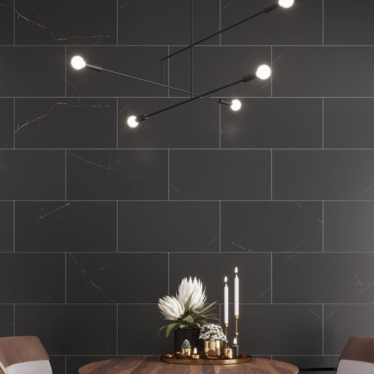 Eastern Black 12 x 24 Honed Marble Large Tile