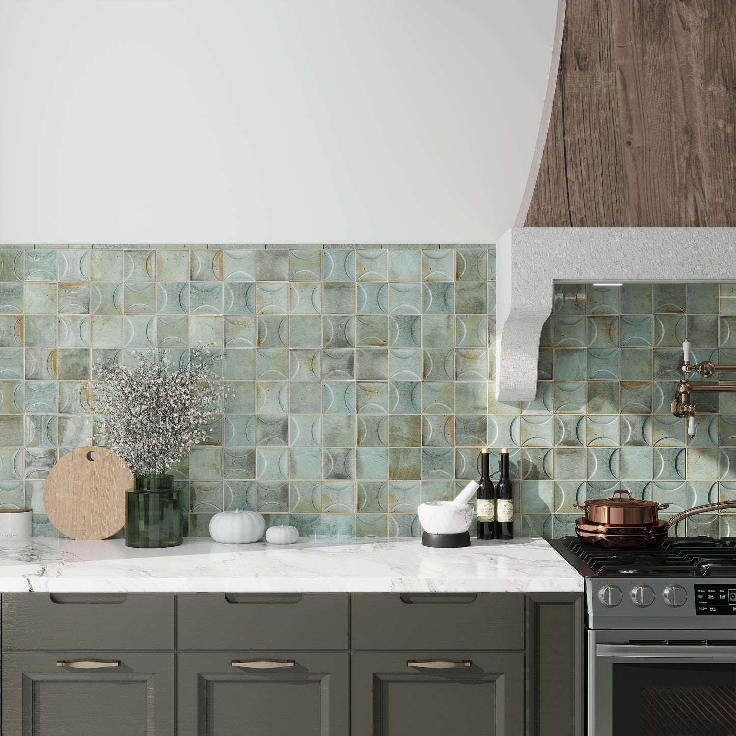 Sage Green 4 x 4 Glossy Ceramic Square Tile