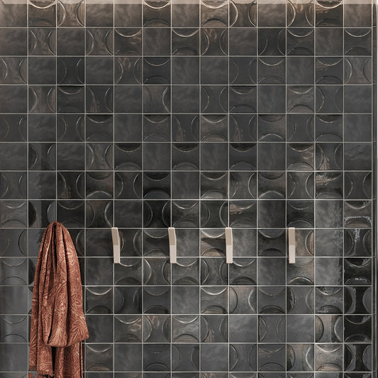 Black 4 x 4 Glossy Ceramic Square Tile