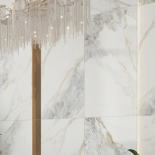 Soft White with Light Gray 24 x 48 Matte Porcelain Large Tile