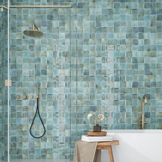 Blue 4 x 4 Glossy Ceramic Subway Deco Tile