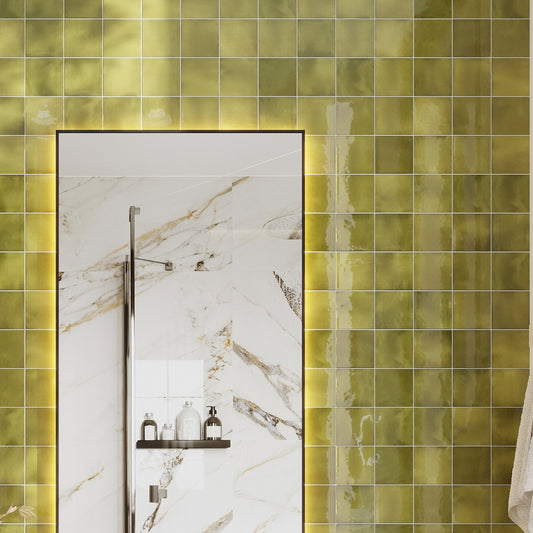 Olive Green 4 x 4 Glossy Ceramic Tile