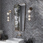 Black with Amber Pearl flecks 3x12 Glossy Shell, Terrazzo Elongated Subway Tile