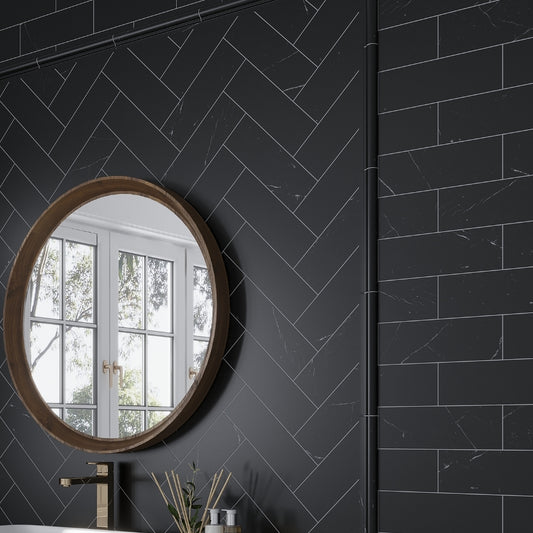 Eastern Black 4 x 12 Honed Marble Subway Tile
