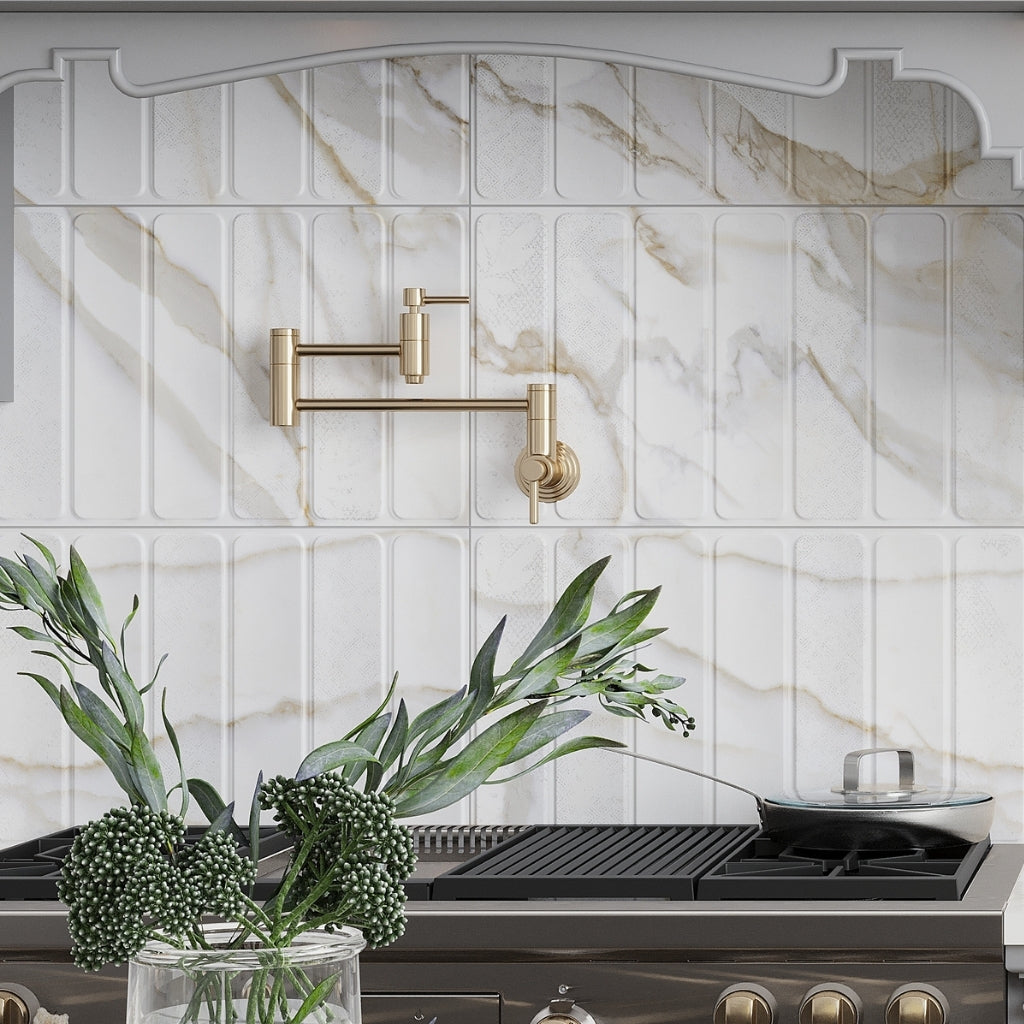 White and Gray 16 x 48 Matte Ceramic Large Tile