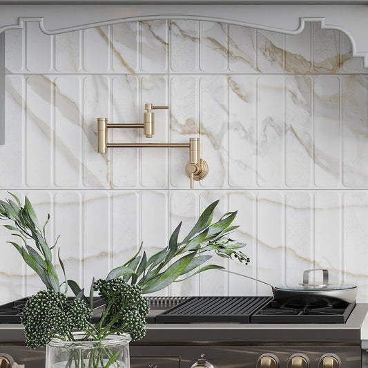 White and Gray 16 x 48 Matte Ceramic Large Tile