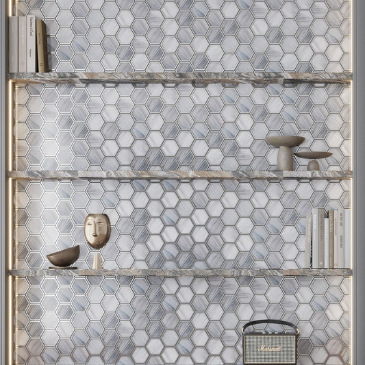 Silver Stormy Gray 9 x 10 Matte Glass Mosaic Tile