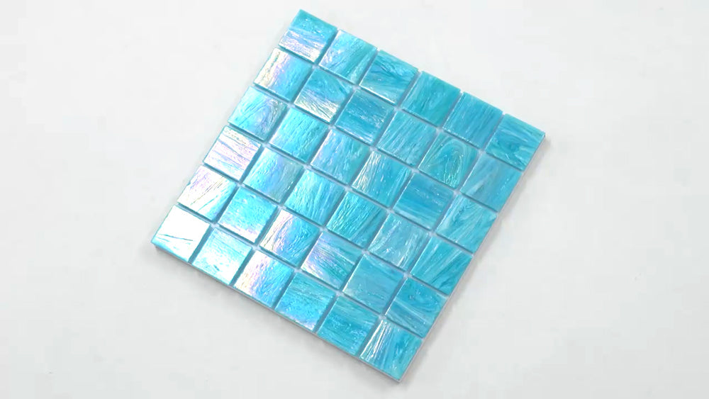 Sky Blue 12 x 12 Glossy Glass Mosaic Tile