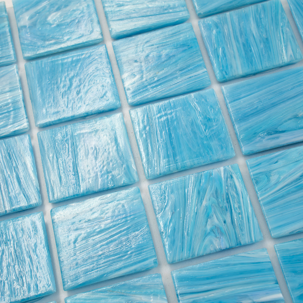 Sky Blue 12 x 12 Glossy Glass Mosaic Tile