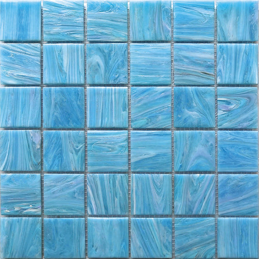 Sky Blue 12 x 12 Glossy Glass Mosaic Tile - Sample