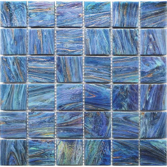 Midnight Blue 12 x 12 Glossy Glass Mosaic Tile