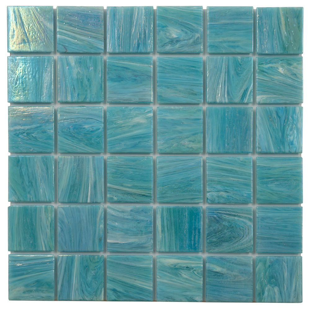 Light Teal Blue 12 x 12 Glossy Glass Mosaic Tile