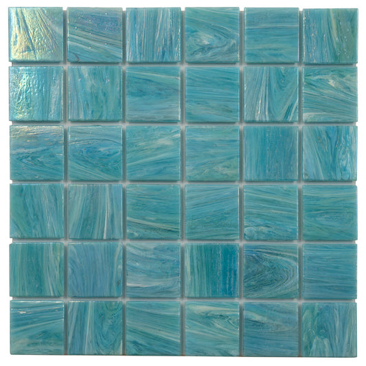 Light Teal Blue 12 x 12 Glossy Glass Mosaic Tile - Sample