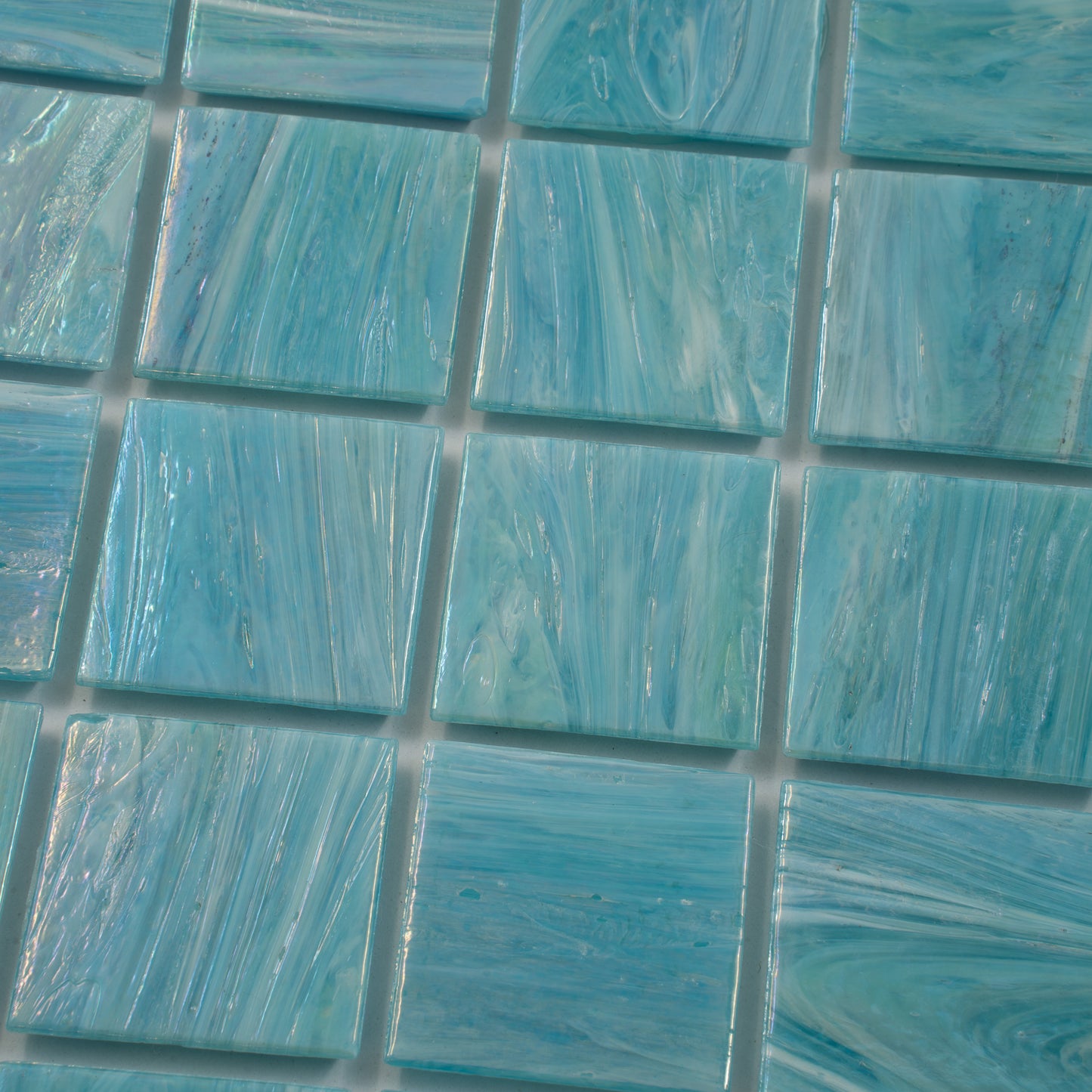 Light Teal Blue 12x12 Glossy Glass Mosaic Tile Sample