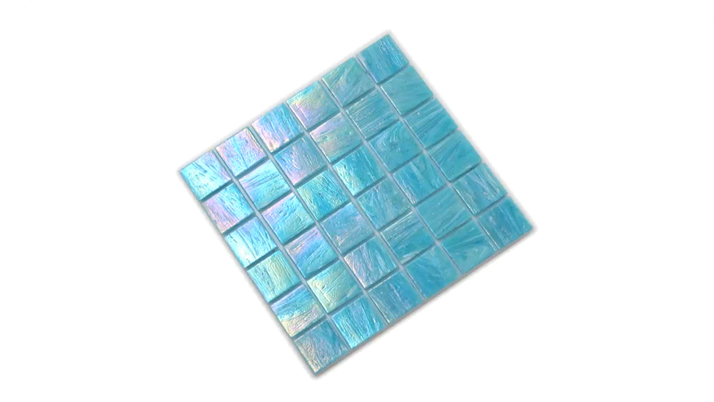 Light Teal Blue 12 x 12 Glossy Glass Mosaic Tile