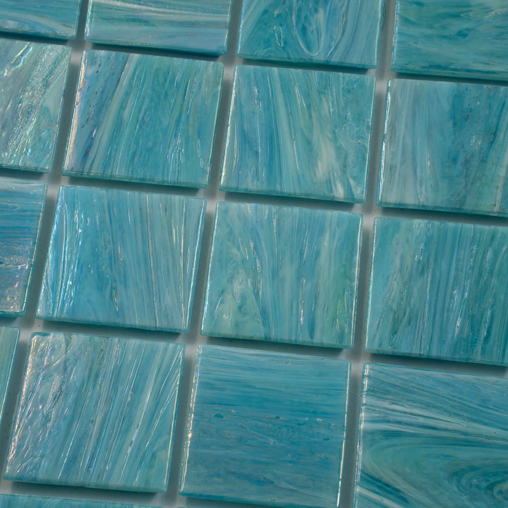 Light Teal Blue 12 x 12 Glossy Glass Mosaic Tile