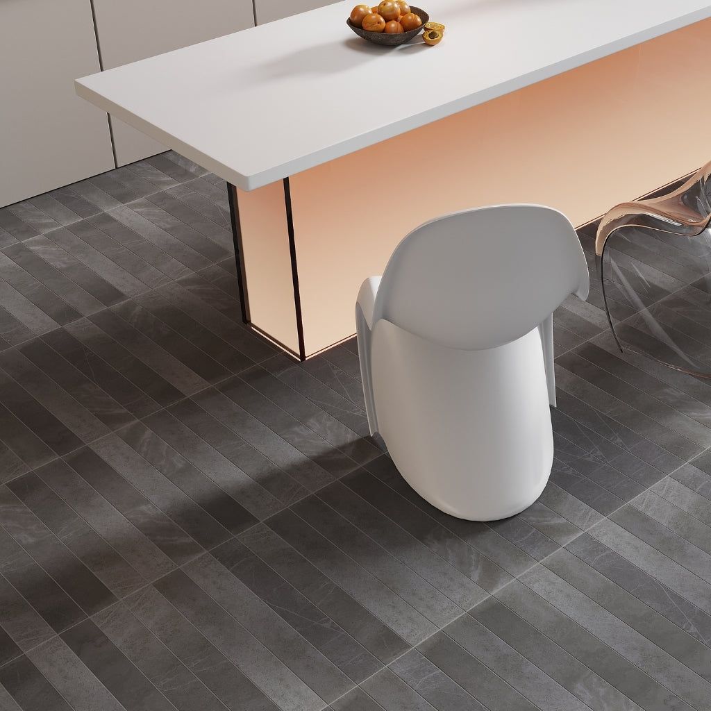 Charcoal Gray 3x24 Matte Porcelain Plank Tile