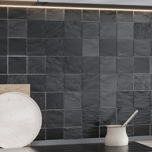 Black 4 x 4 Glossy, Matte Ceramic Square Tile
