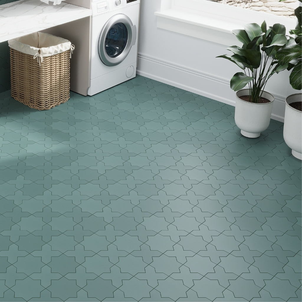 Sage Green 5 x 5 Matte Porcelain Cross Tile