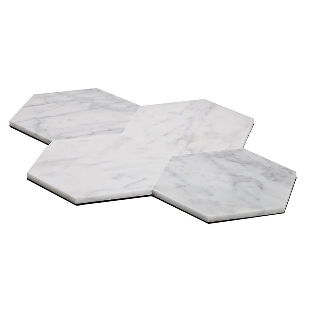 White 9 x 10 Honed Carrara White Peel and Stick Tile