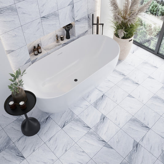 Blue Gray 12x12 Matte Porcelain Marble-look Vein Tile