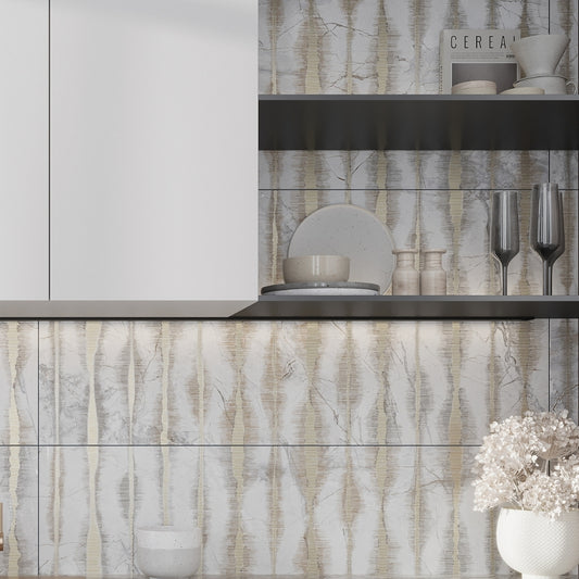 Cream beige and Crisp White 24 x 48 Polished Ceramic Large Tile